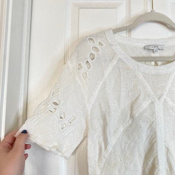 IRO Derwen Blouse Tee White Lace Cut Out Gauze Size 38 Medium Lace Cut Outs - Picture 4 of 9